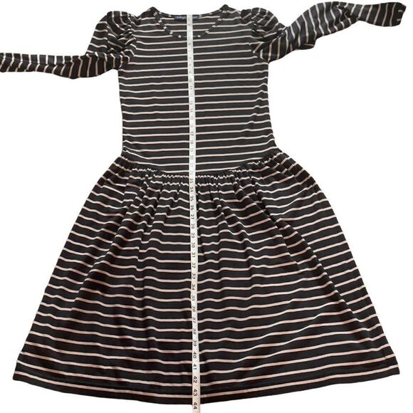 Kathryn Conover Stripe Puff Long Sleeve Drop Waist Dress MEDIUM - Picture 13 of 15